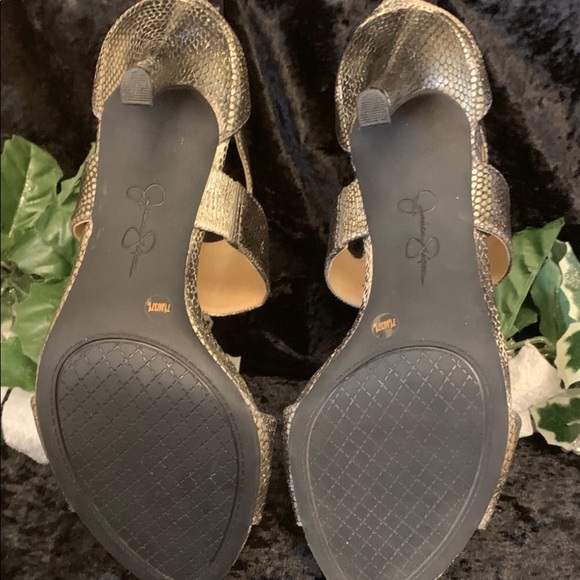 Jessica Simpson Mekos Gold Silver Snakeskin Heels - Picture 8 of 12